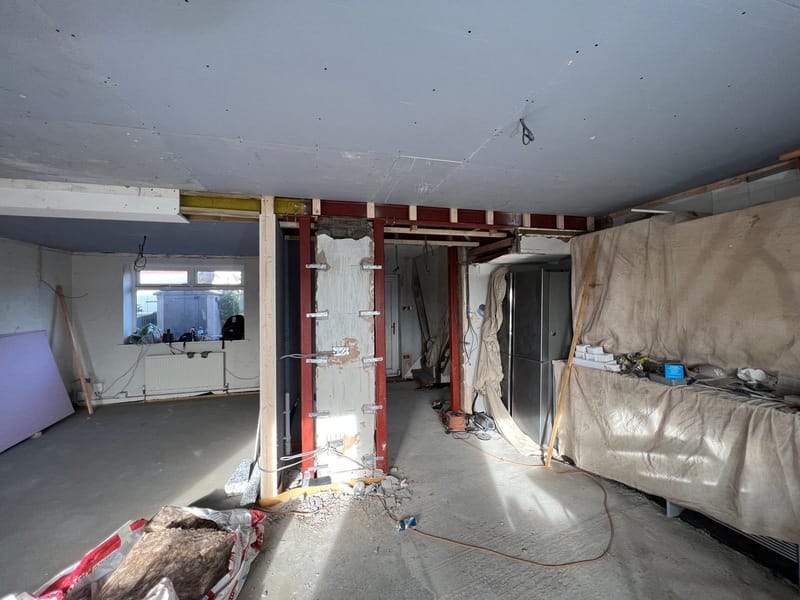 Load Bearing wall removal creating modern open plan with rsj installation in Bristol